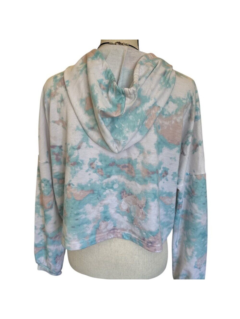 Bebe Tie Dye Cropped Hoodie Small Y2K Athleisure Lounge Pullover Sweatshirt - Picture 2 of 9